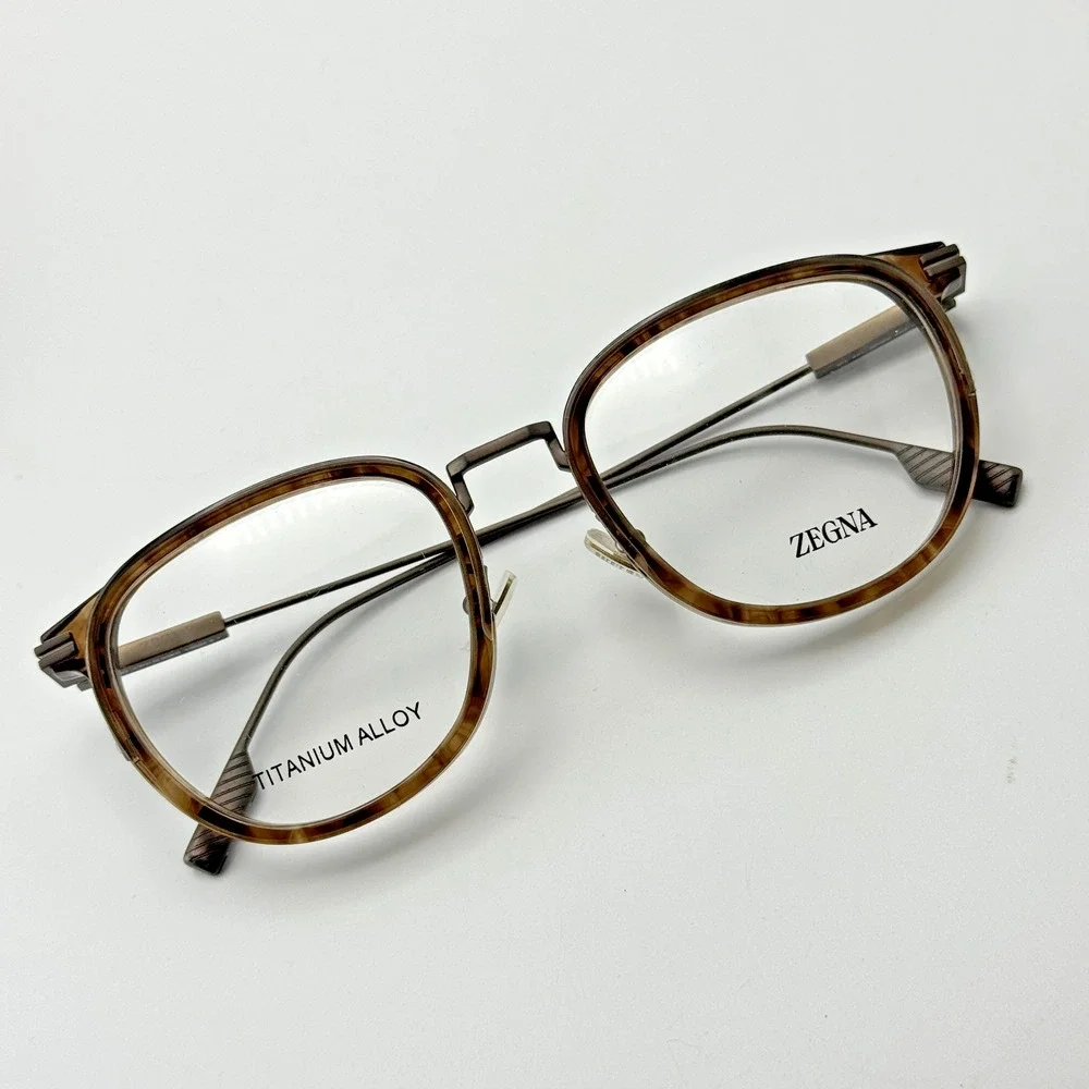 Ermenegildo Zegna Eyeglasses Frames EZ5337-D 048 Light Brown Geometric 52-20-145